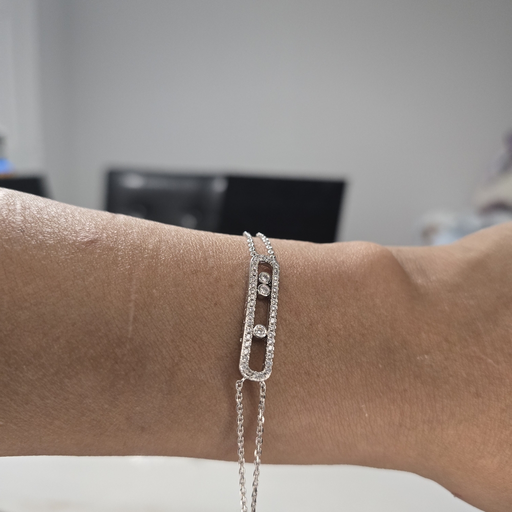 Elegant Messika Inspo Silver Bracelet with Crystal Accents